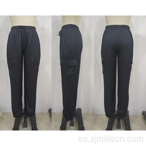 Pantalones de carga de la cintura elástica casual de la mujer